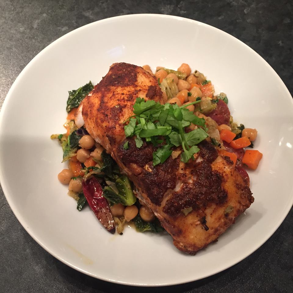 Hake on a bed of Iberian Stew - Fishbox