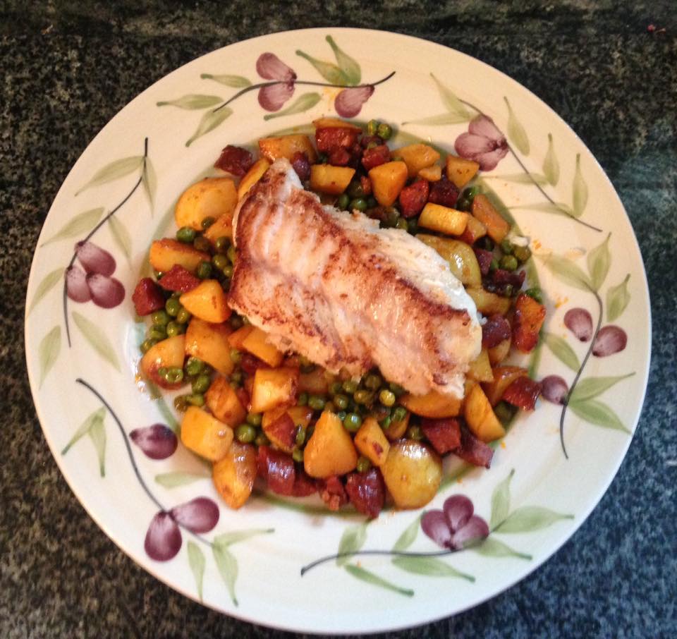 Pan Fried Forkbeard with Potato, Chorizo & Pea Fricassee- Fishbox