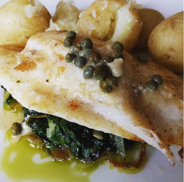 Featured Fishboxer Winner - Megrim Sole with sauteed leek & spinach, new tatties & oyster mayonnaise