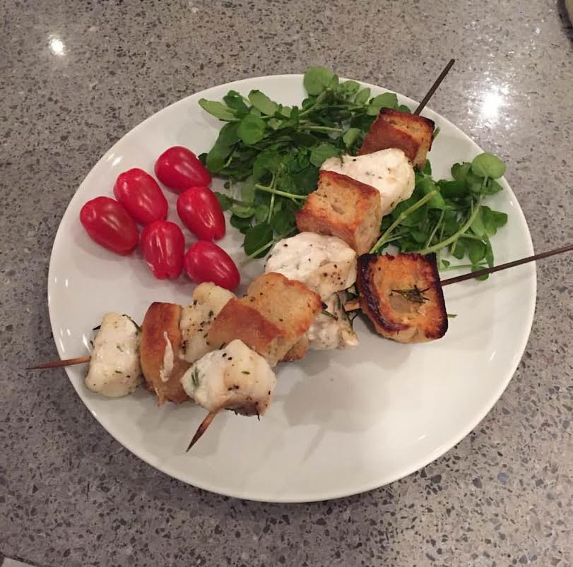 Monkfish and rosemary skewers