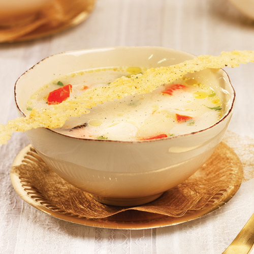 Seafood Soup with Parmesan Tuiles