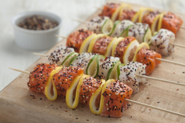Mara Seaweed Furikake and Citrus Marinated Fish Skewers