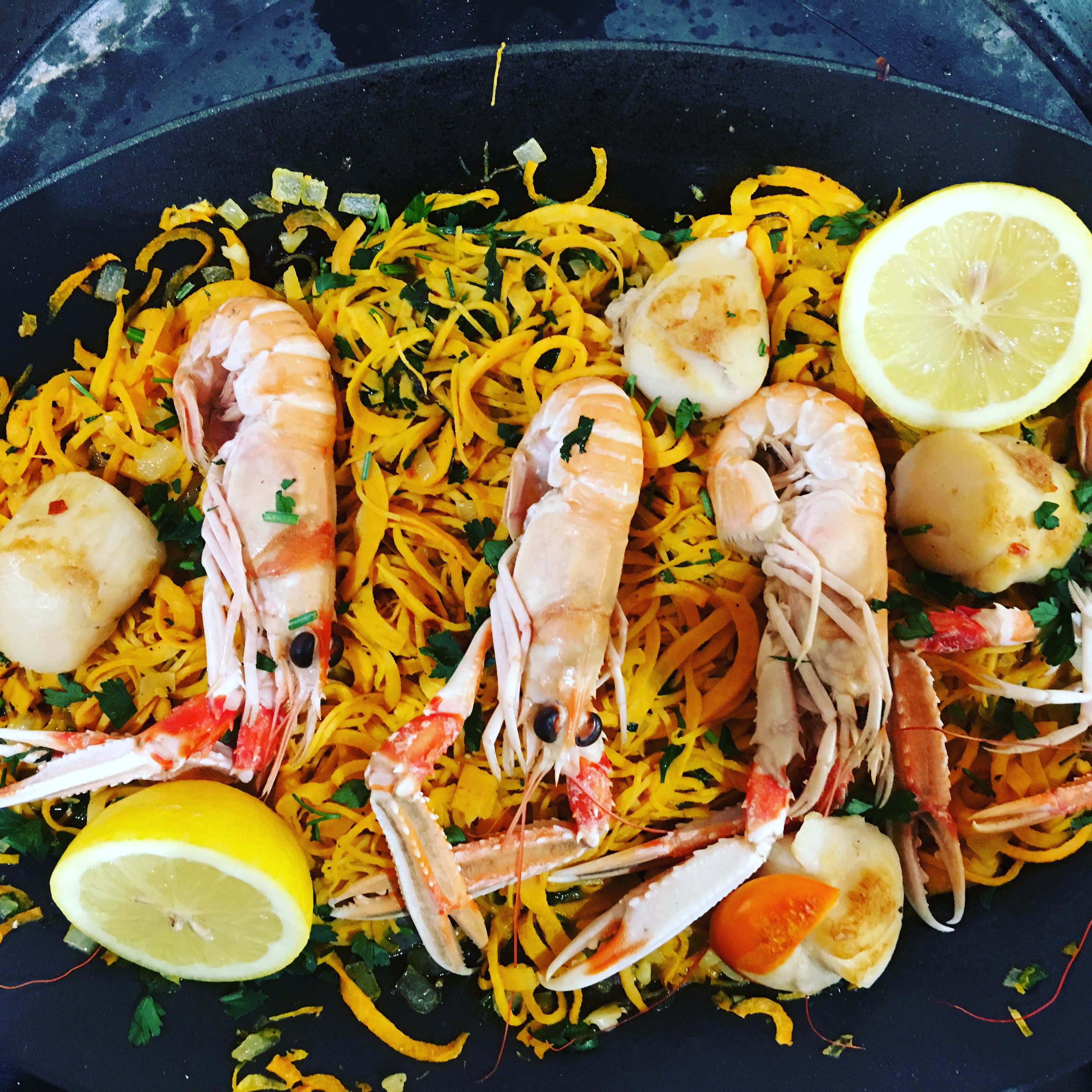 Langoustines with Sweet Potato Linguine
