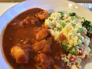 Fish Tagine with Apricot and Green Vegetable Couscous
