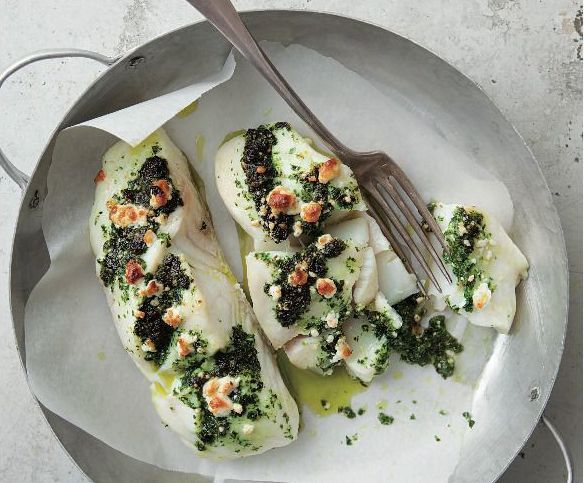 Halibut with Feta Pesto
