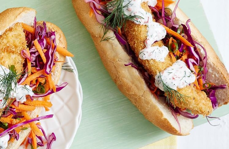 Whiting Burgers, Coconut Mayonnaise and Slaw