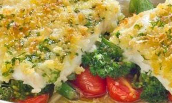 Haddock with a Crispy  Garlic Topping