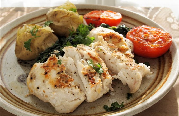 Pan-Fried Garlic and Peppered hake fillets