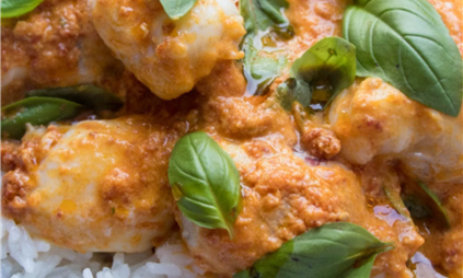 Monkfish Cheeks with a Tomato and Chorizo Ragu