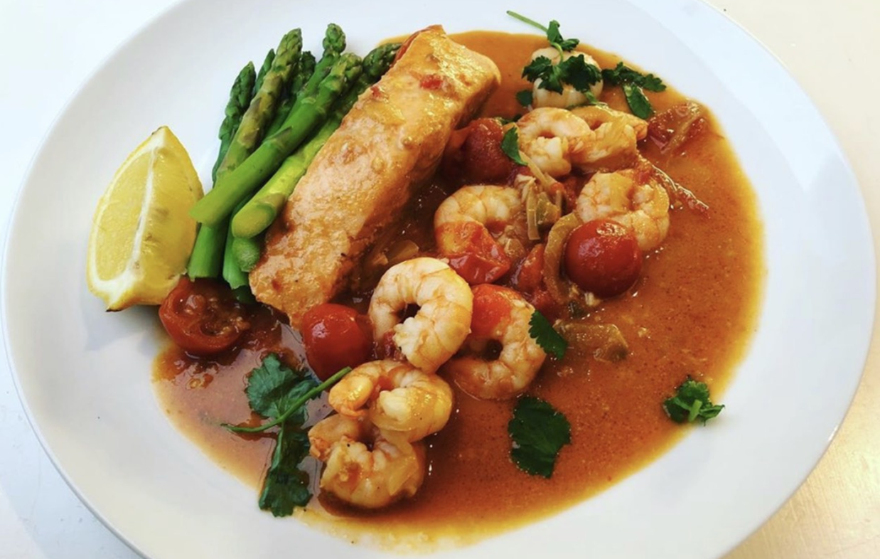 Salmon in a Tamarind, Tomato and Coconut Sauce